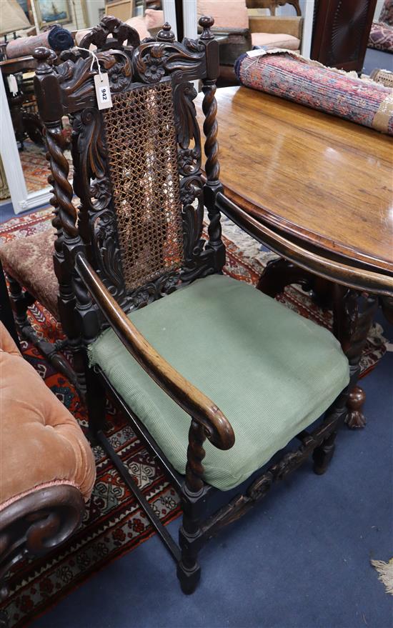 Two Victorian Carolean design high back chairs